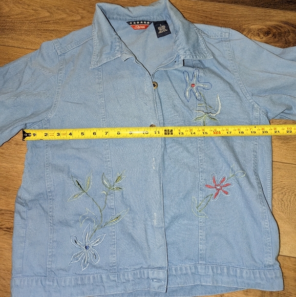 Vintage Embroidered Jean Denim Dress & Button Up Top 2 Piece Set Outfit Large - Picture 6 of 13